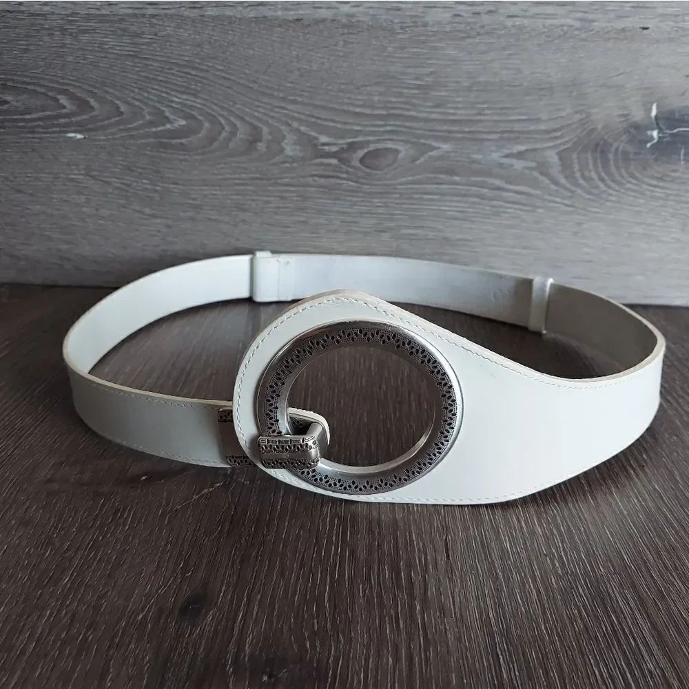 Coldwater Creek White Adjustable Leather Waist Belt XL